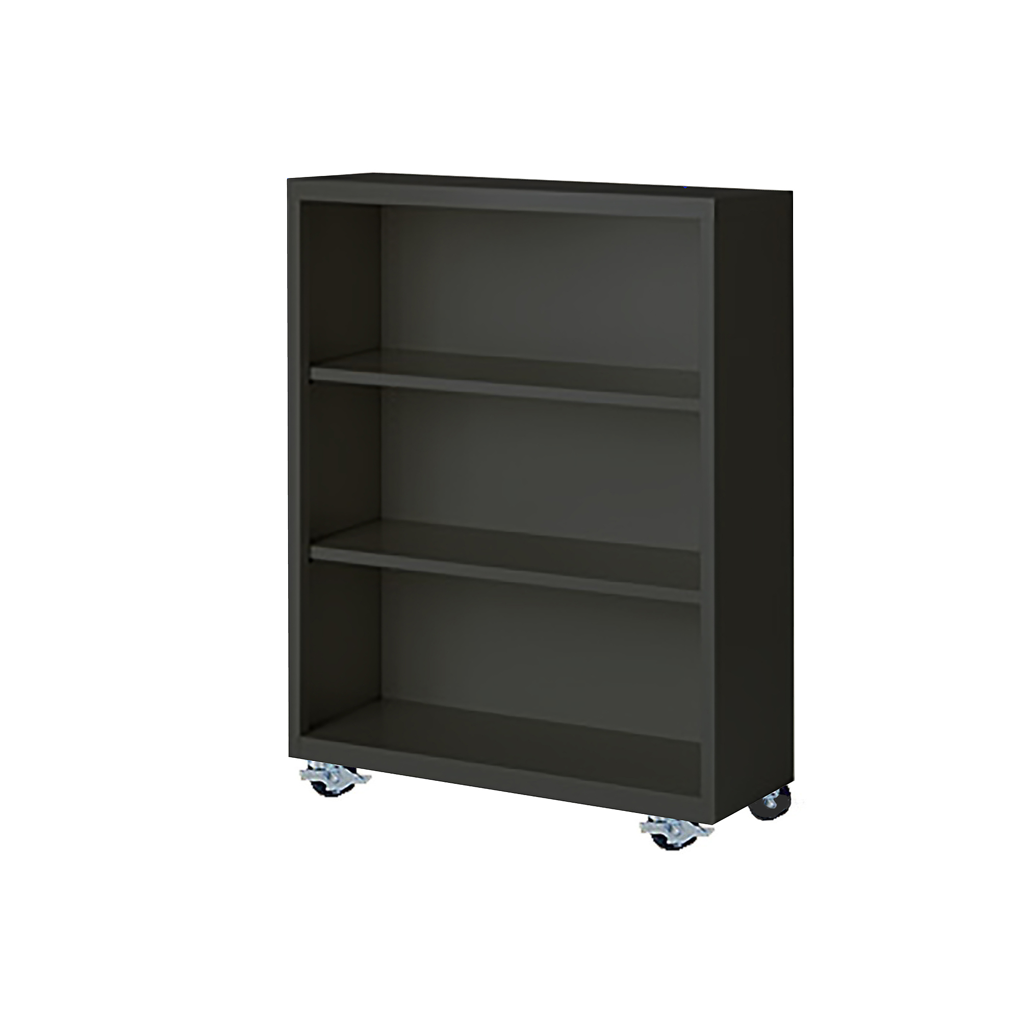 Steel Cabinets USA, 36in.x18in.x45in. Charcoal Mobile Bookcase Assembled, Height 45 in, Shelves (qty.) 3, Material Steel, Model# MBCA-364518-C